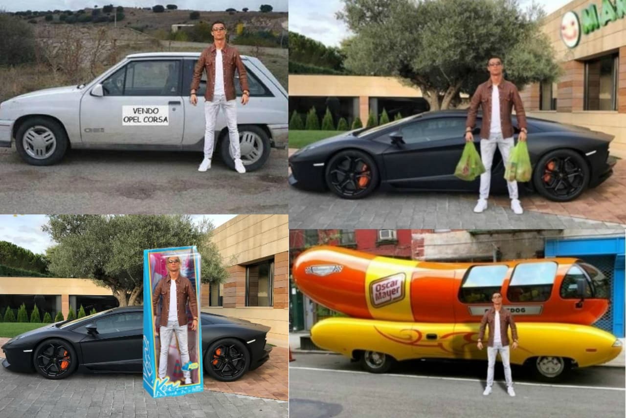 La vanidad de Cristiano Ronaldo lo hace víctima de memes, esta vez junto a su Lamborghini