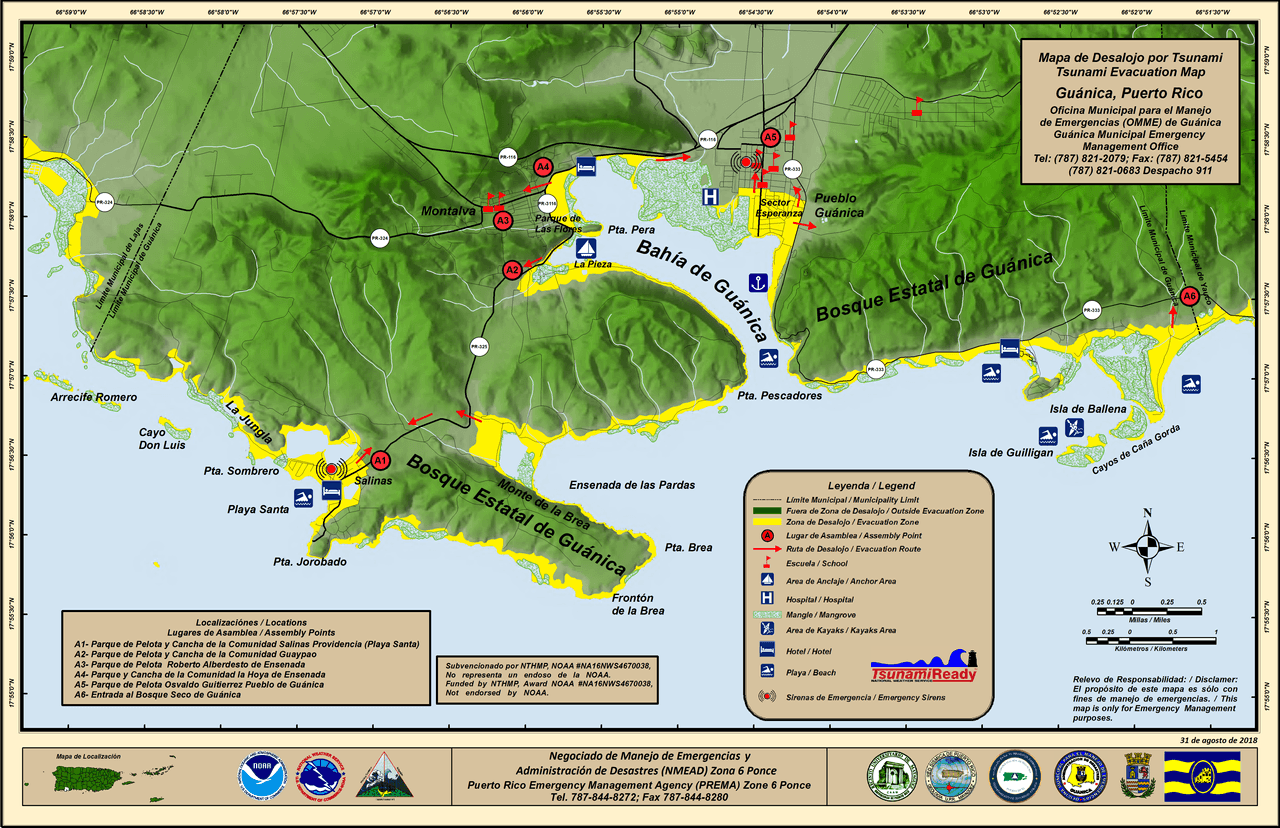 Mapa de desalojo de Guánica