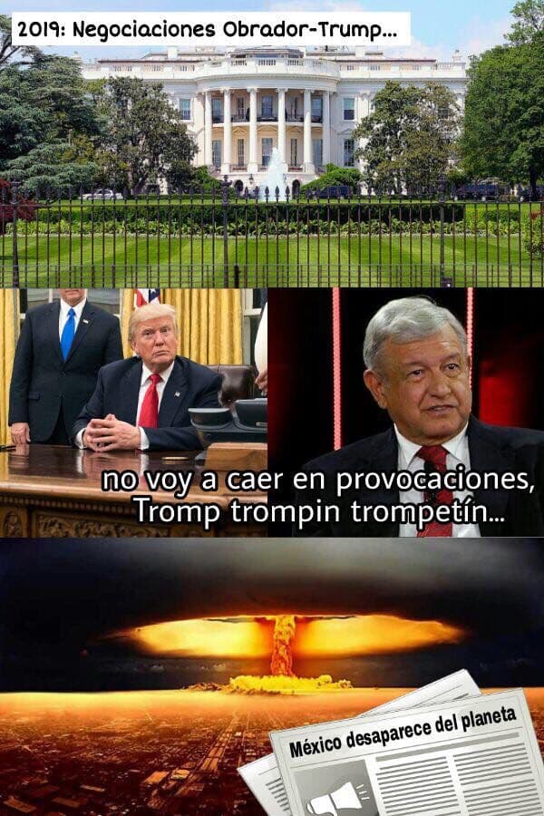 Los usuarios de redes sociales siguieron bromeando con el apodo que AMLO le dio a Anaya durante el segundo debate y lo trasladaron a un escenario en el que, ya como presidente, tuviera que dialogar con el mandatario estadounidense 
<b><a href="https://www.univision.com/temas/donald-trump">Donald Trump</a></b>.