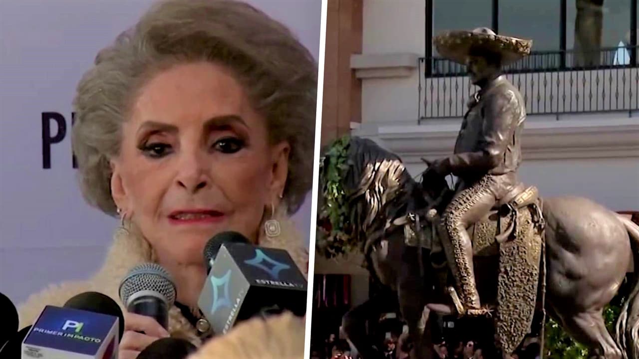 "Siempre estará con nosotros": doña Cuquita devela estatua de Vicente Fernández en Los Ángeles