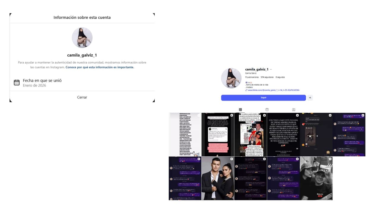 Este perfil a nombre de Camila Galviz se creó este mes.