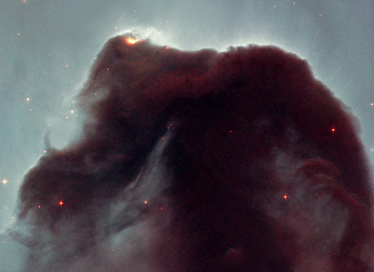 <b>Nebulosa Cabeza de Caballo (2001). </b>Levantándose de un mar de polvo y gas este es uno de los objetos más fotografiados en el cielo. El telescopio Hubble reveló la intrincada estructura de esta nube fría y oscura de gas y polvo.
<br>