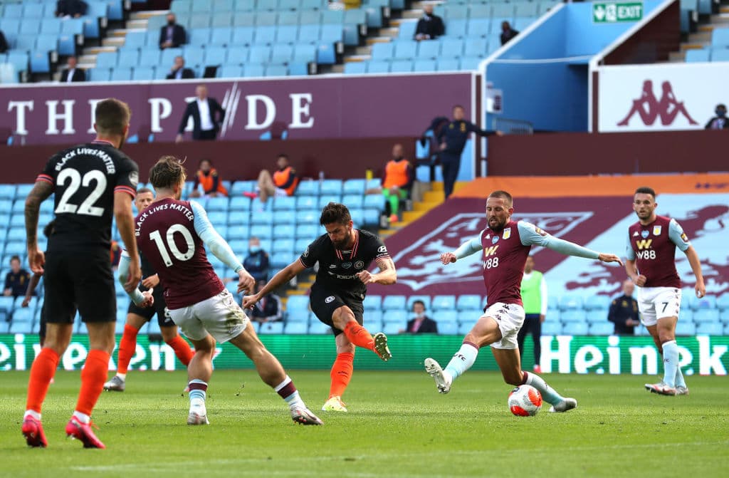 Olivier Giroud de Chelsea le dio la victoria a su equipo tras anotar el 2-1 ante Aston Villa en el Villa Park.