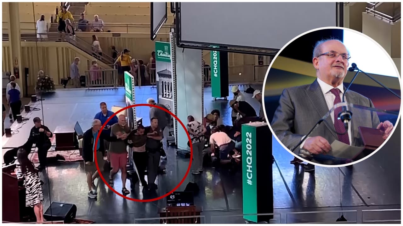 Público vive momentos de horror al presenciar apuñalamiento del escritor Salman Rushdie