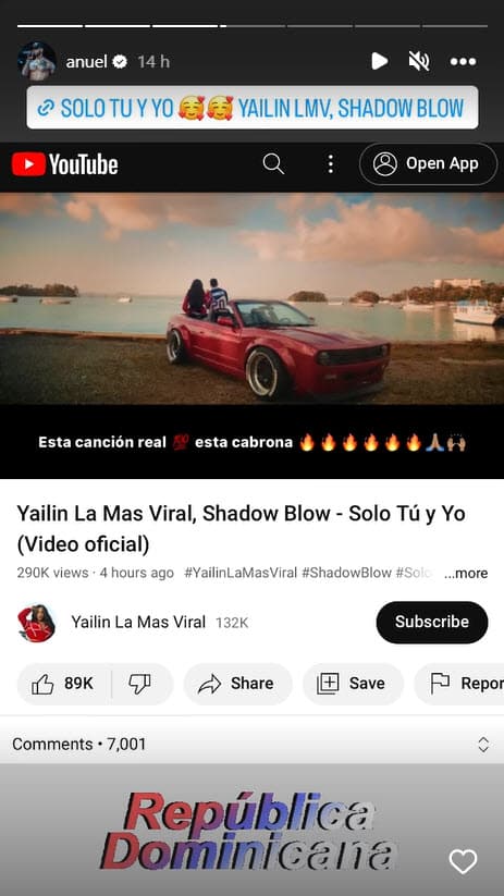 Anuel AA apoyó así la nueva canción de Yailin La Más Viral.