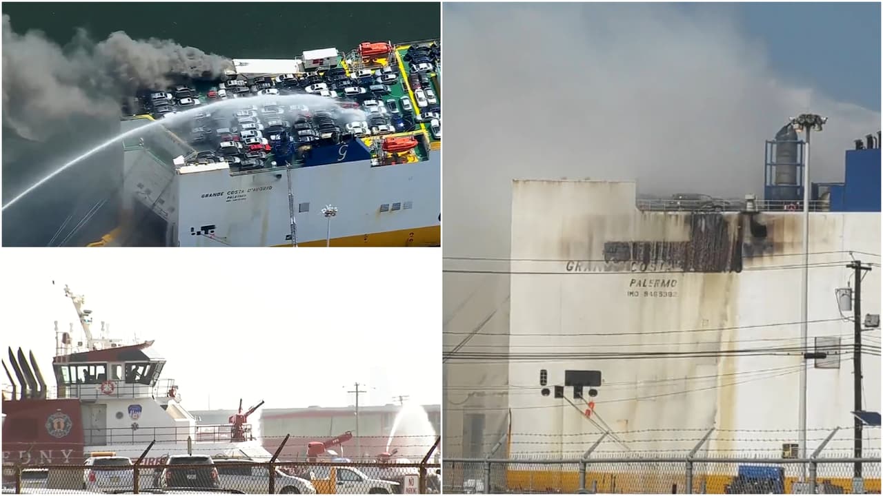 Identifican a los dos bomberos que murieron en incendio de un barco carguero en Newark