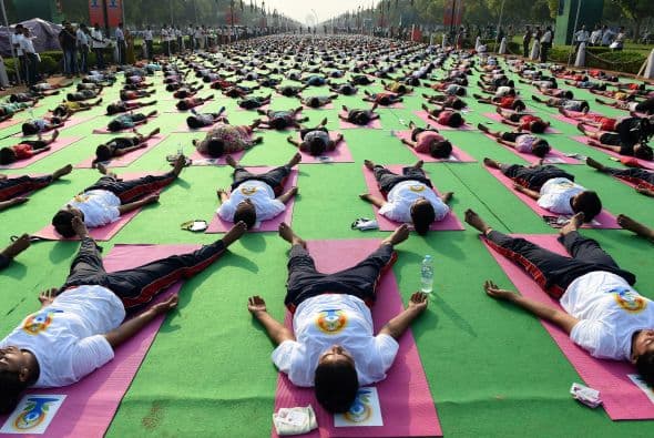 El gobierno indio llamó a participar en esta jornada para mostrar al mundo cómo la India practica este ejercicio.