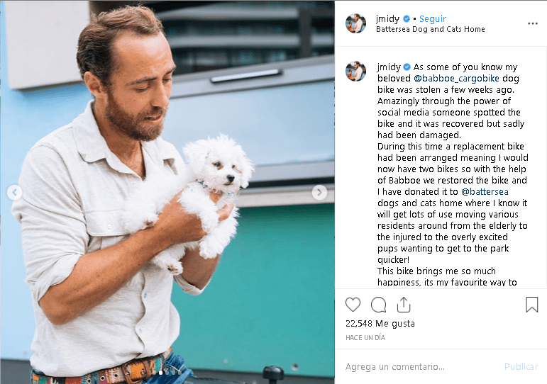 "Sorprendentemente, gracias al poder de las redes sociales, alguien vio la bicicleta y 
<b>se recuperó,</b> pero lamentablemente se había dañado", contó James, quien había pedido a sus más de 
<b><a href="https://www.instagram.com/jmidy/" target="_blank">131 mil seguidores</a></b> de Instagram que lo ayudarán a localizarla.