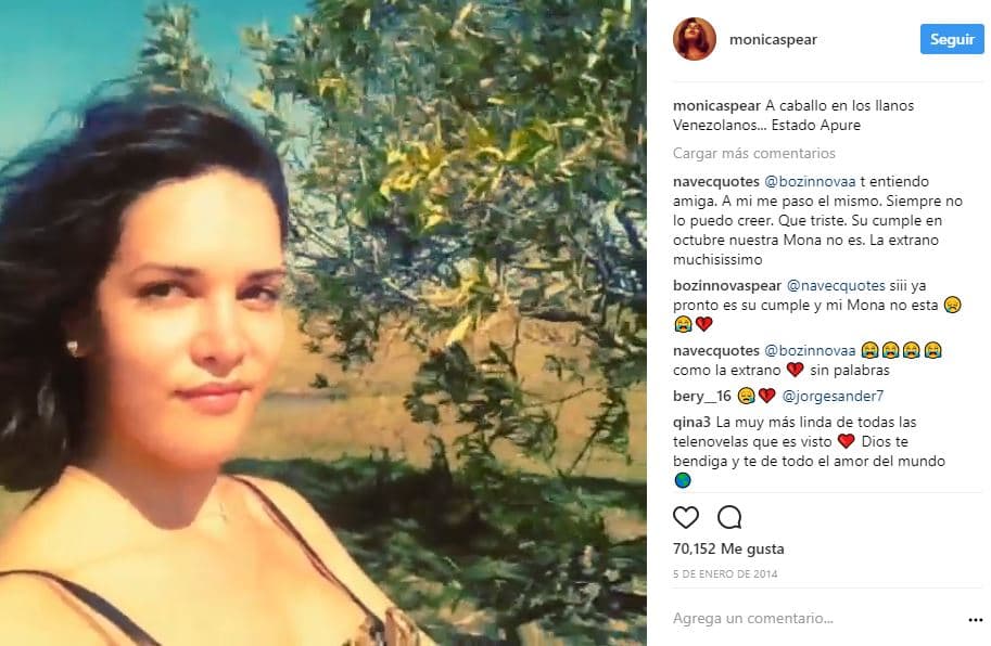 Un día antes de su trágica muerte, la venezolana publicó algunas fotografías de sus vacaciones en su país natal: "Ligera de equipaje, como nube que pasa, como agua que corre, como viento que sopla", fue el mensaje que compartió la actriz.