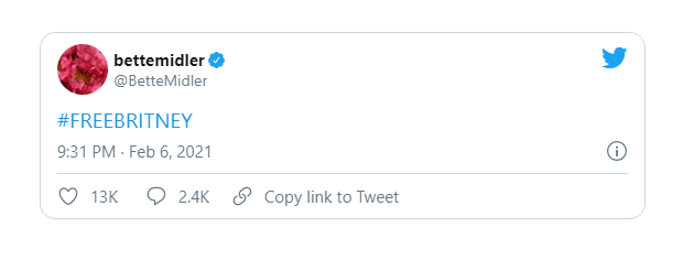La actriz sólo utilizó el hashtag #freeBritney.