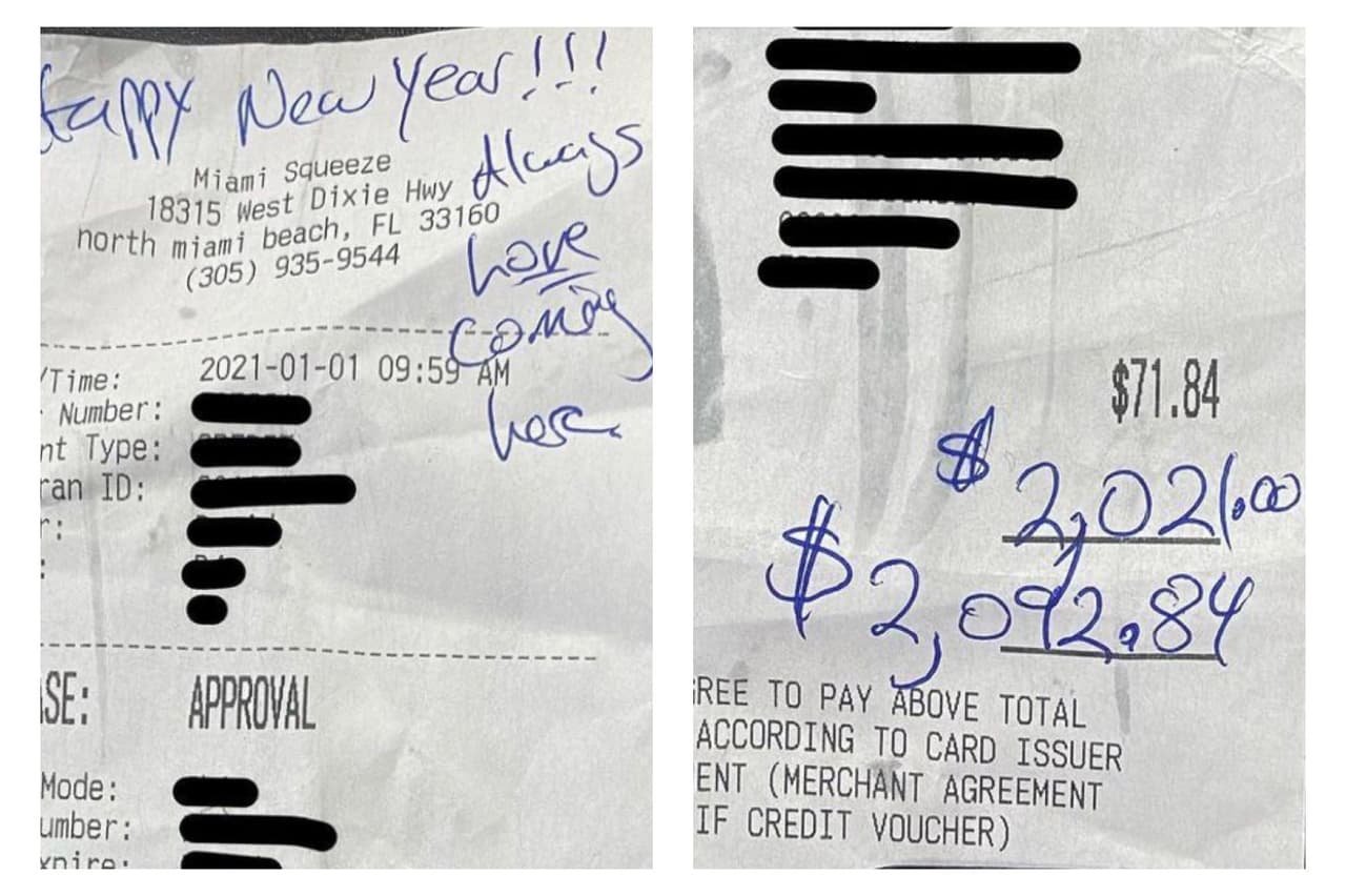 Una cliente dejó $2021 de propina en un local que vende jugos en North Miami Beach.