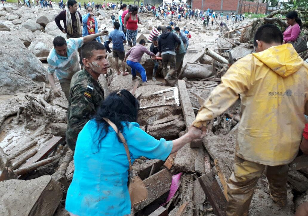 The death toll from the flood, one of the worst natural disasters to strike the country in years, was expected to rise as many people were injured or remained unaccounted for. Mocoa, Colombia. April 2 2017