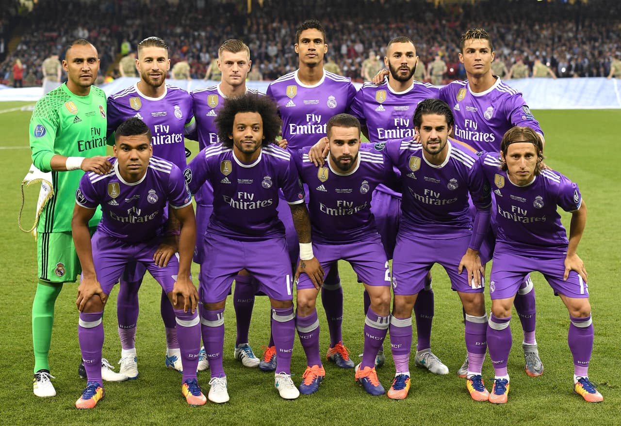 El XI del Real Madrid: Keylor Navas, Carvajal, Varane, Sergio Ramos, Marcelo, Casemiro, Kroos, Modric, Isco, Benzema, Cristiano.