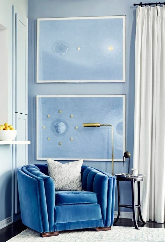 El celeste tiene la bondad de convertir un espacio iluminado, en un lugar dedicado a la relajación y contemplación, ya sea en baños o en habitación de los niños este color queda precioso.