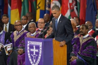 El presidente Obama durante su discurso en Charleston