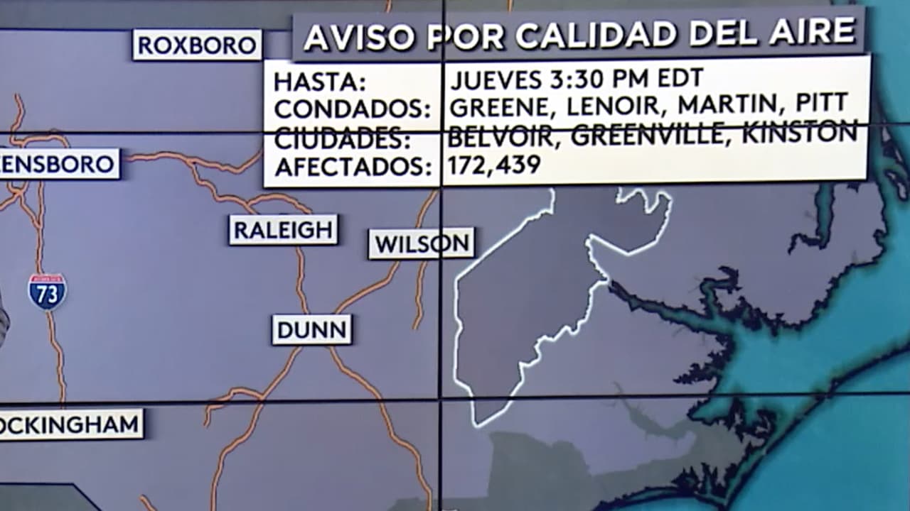 Un aviso por mala calidad del aire fue emitido en varios condados, incluidas ciudades como Raleigh, Greensboro y Winston-Salem. El meteorólogo Gastón Heredia explica la causa de este fenómeno.