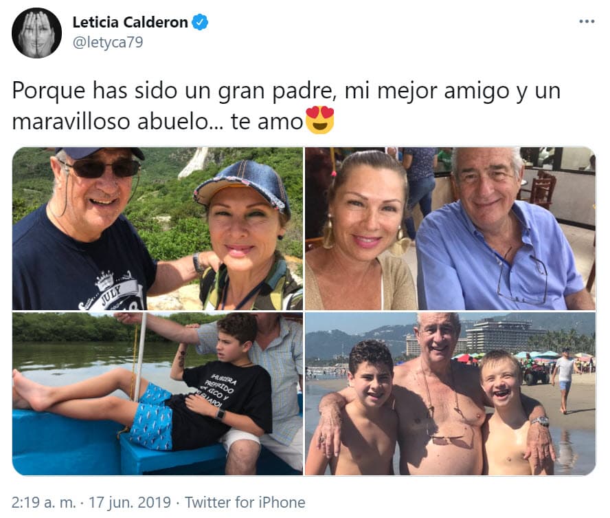 "Porque has sido un gran padre, mi mejor amigo y un maravilloso abuelo… Te amo", se lee en la publicación.
<br>