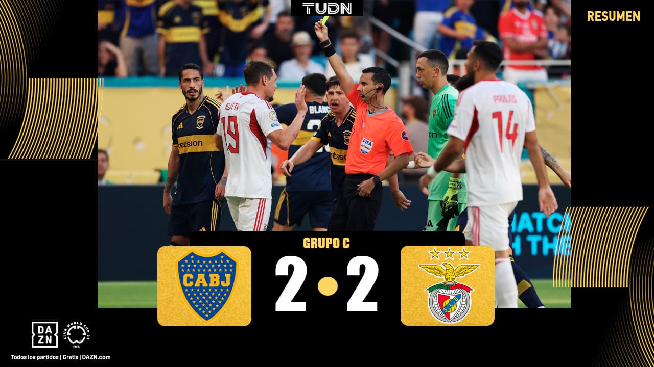 Bronca, goles y rojas en el empate entre Boca y Benfica