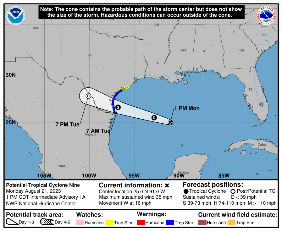 Emiten advertencia de tormenta tropical para el sur de Texas
