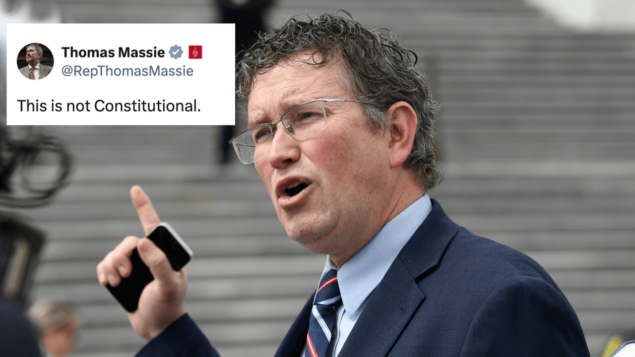 <b>Thomas Massie</b>, representante de Kentucky
<br>El republicano Thomas Massie tuvo un mensaje breve tras el ataque: “Esto no es constitucional”.