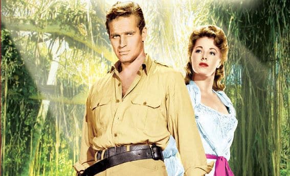 Charlton Heston y Eleanor Parker en 'Cuando ruge la marabunta'.