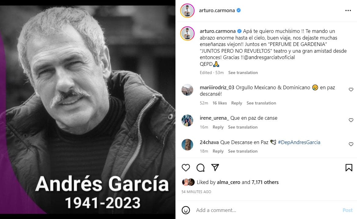 Arturo Carmona se despidió de Andrés García.