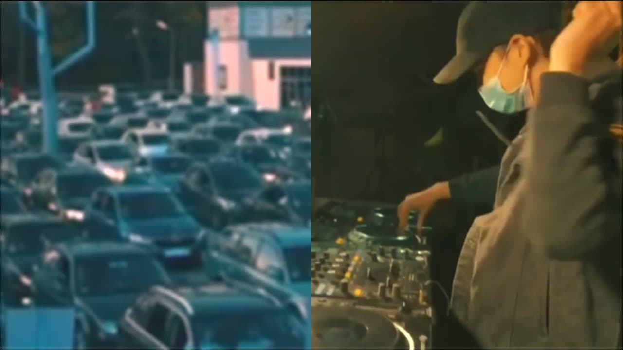 En sus autos y con el distanciamiento apropiado, cerca de 500 personas disfrutaron de la música en un club nocturno