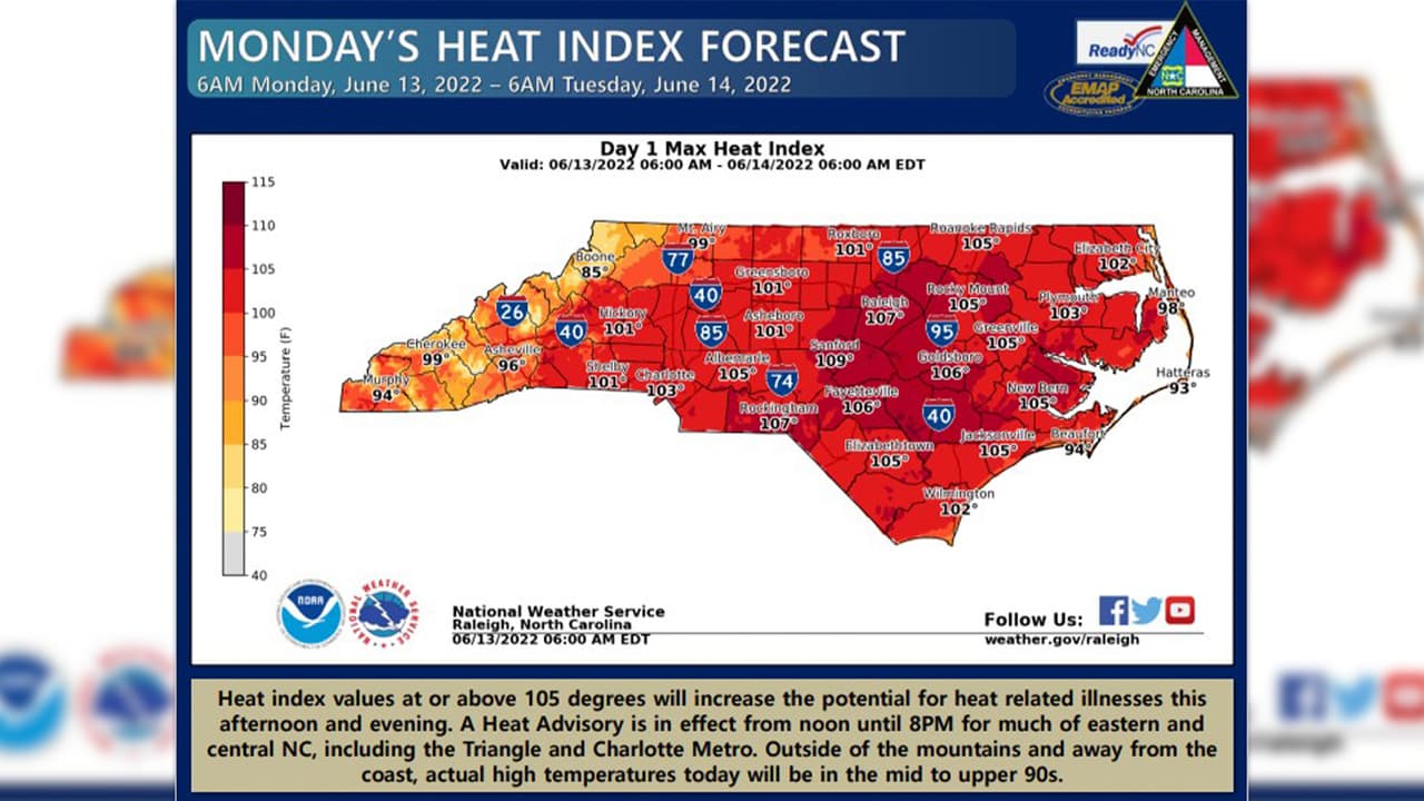 Así se sentirán las temperaturas este lunes.