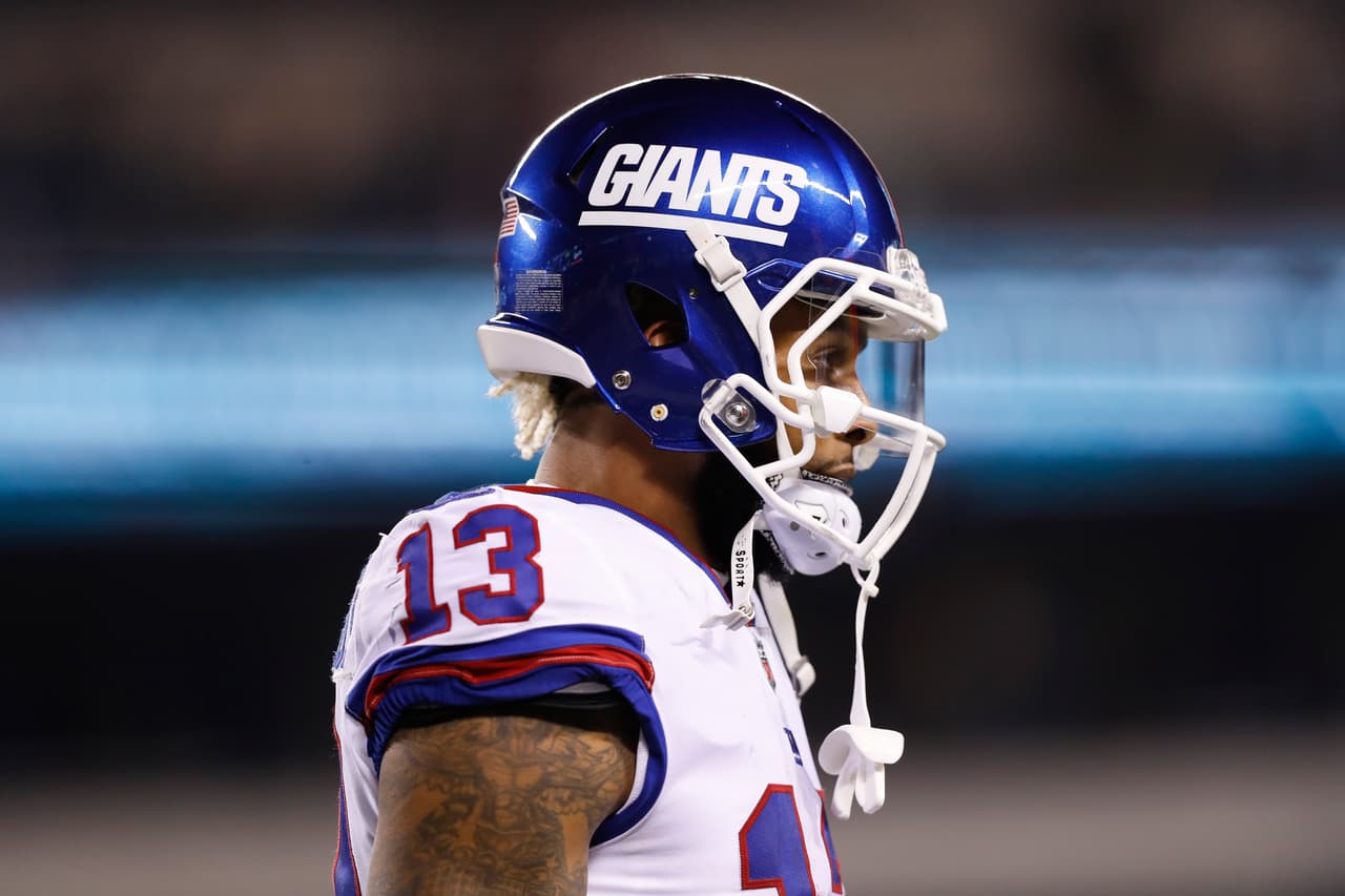 New York Giants wide receiver Odell Beckham (13) reacts during an NFL football game against the Philadelphia Eagles on Thursday, Dec. 22, 2016 in Philadelphia. Philadelphia won 24-19. (Aaron M. Sprecher via AP)
