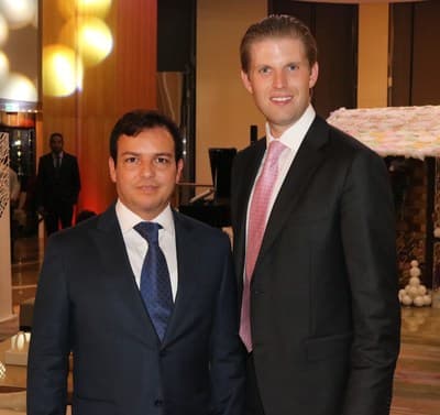 Carlos Abaunza, (left) former general manager of the Trump International Hotel in Panama, with Eric trump. Abauna was fired Feb 28, 2018 in the midst of a dispute over the management of the hotel.