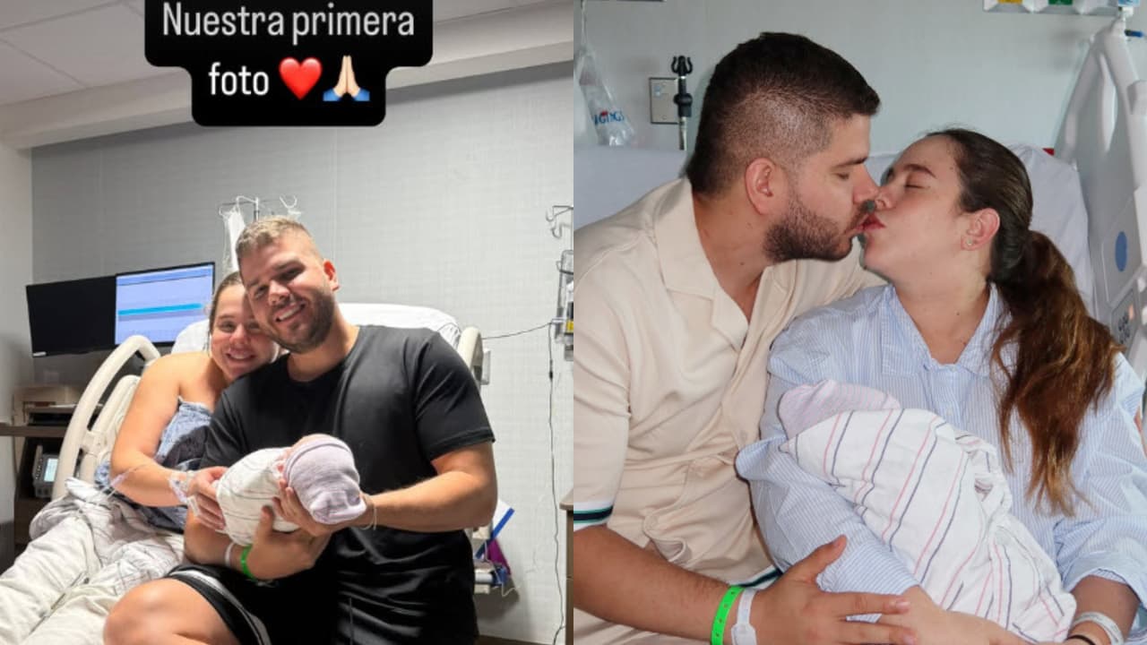 La de la izquierda es la primera foto de Antonia Botero, de 'Los Chicaneros', y su esposo Chavi junto a su bebé recién nacido.