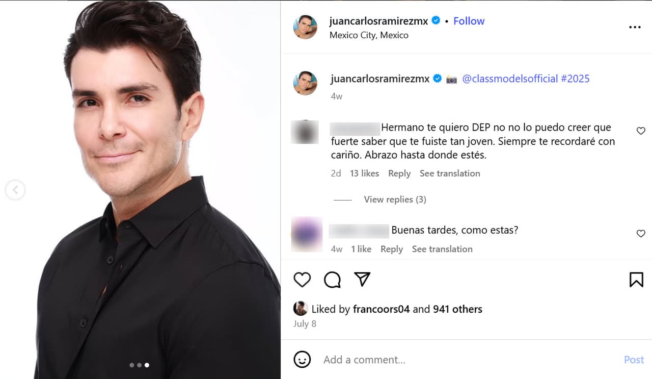 Esta fue la última publicación que Juan Carlos Ramírez hizo en Instagram en julio pasado. Fueron unos retratos de él mismo tomados para una agencia de modelos.