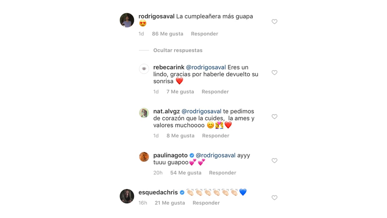 Saval también la felicitó a través de Instagram con este mensaje.