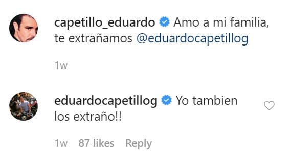 El hijo mayor de la famosa pareja contestó el mensaje de su padre asegurando que él también los echaba de menos.