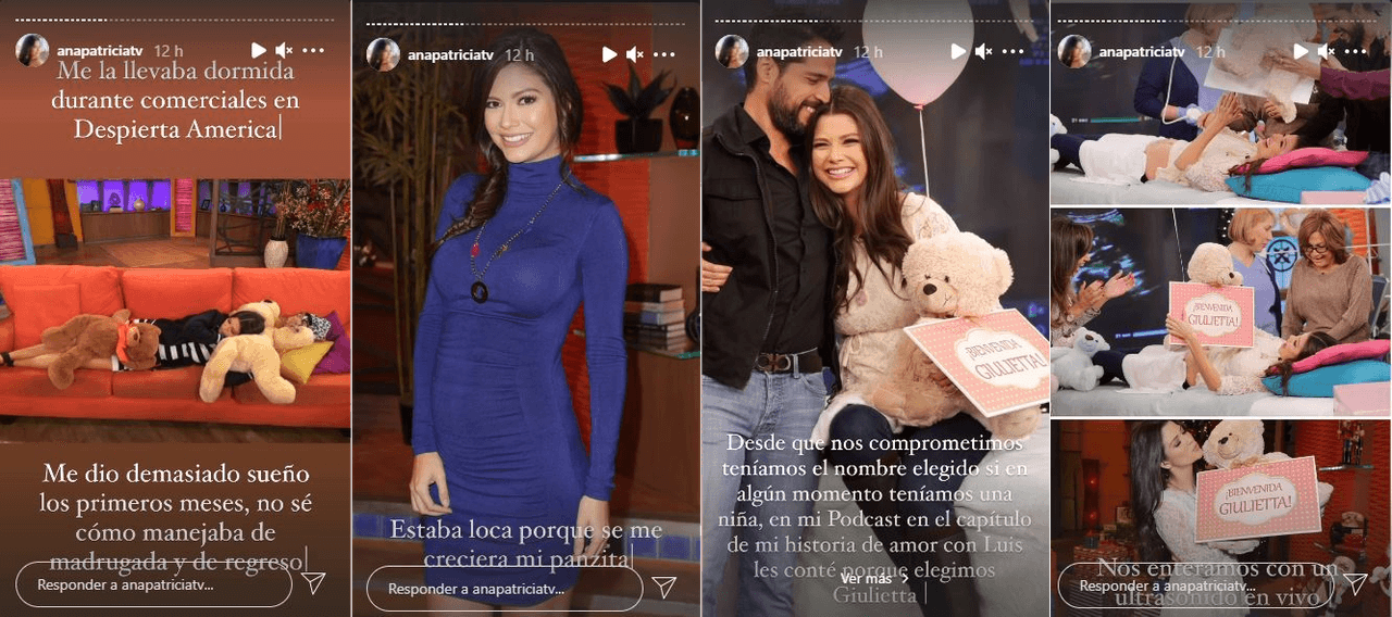 Ana Patricia recordó todo lo que vivió durante su embarazo: cómo dormía en los sillones de Despierta América durante los comerciales, el anhelo de que le creciera el vientre, cómo fue que eligió el nombre de la bebé y cuando se enteró en vivo de que iba a tener una niña.