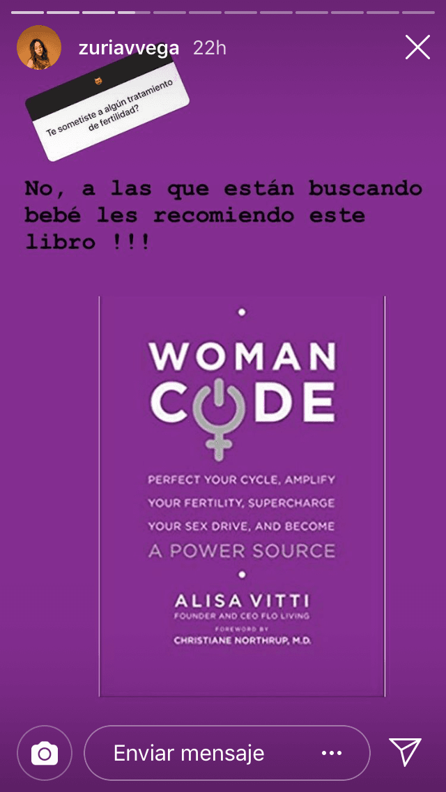 E incluso recomendó un libro a las mujeres que buscan ser mamás.