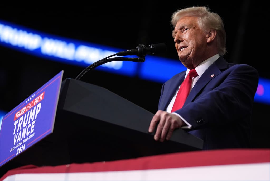 Donald Trump en su mitin de este lunes en Pittsburgh.