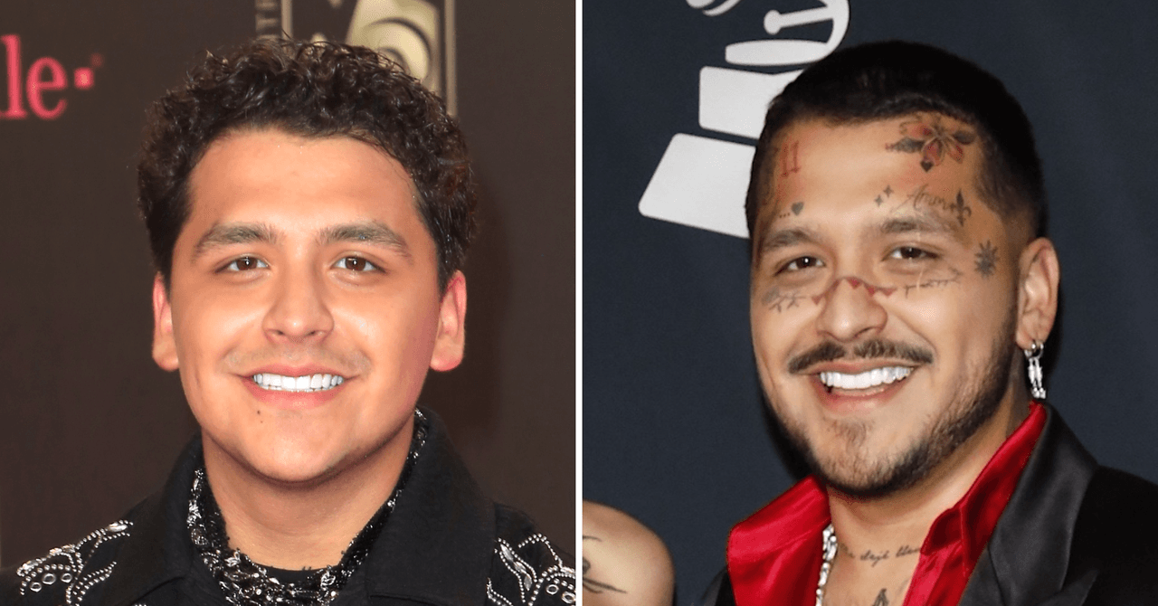 Christian Nodal antes y después de sus tatuajes en el rostro