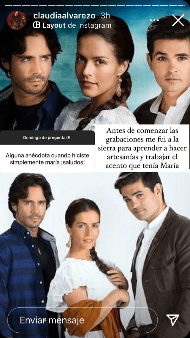 "Antes de comenzar las grabaciones
<b><a href="https://www.univision.com/shows/despierta-america/la-simpatica-reaccion-de-claudia-alvarez-al-ver-esta-foto-de-su-casting-para-simplemente-maria-video" target="_blank">me fui a la sierra</a></b> para aprender a hacer artesanías y trabajar el acento que tenía María", contestó Claudia Álvarez.
<br>