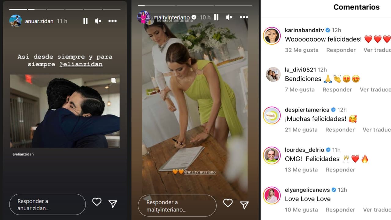 Varias personalidades de la familia Univision mandaron mensajes de felicitación a Maity Interiano y Anuar Zidan tras su boda al civil.