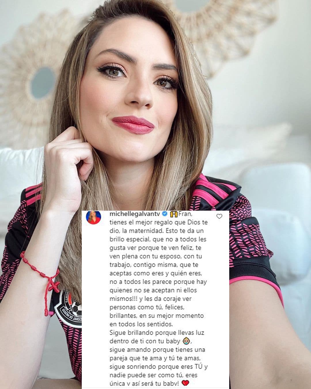 Tras destacar todo el brillo que Francisca emite por ser una feliz embarazada, Galván le pidió: "Sigue brillando porque llevas luz dentro de ti, con tu baby. Sigue amando porque tienes una pareja que te ama y tú te amas. Sigue sonriendo porque eres tú y nadie puede ser como tú. ¡Eres única y así será tu baby!". Finalizó enviándole mucha luz.