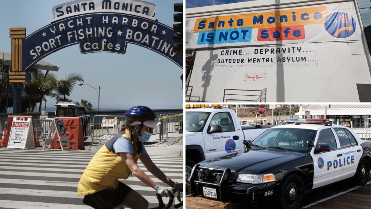 "Santa Mónica no es segura": controversial letrero en ciudad turística de EEUU pide ayuda contra la indigencia y crimen de la ciudad