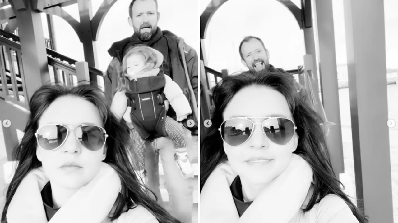 Angelique Boyer, su hermano Arnaud y su sobrina Chloé en Francia