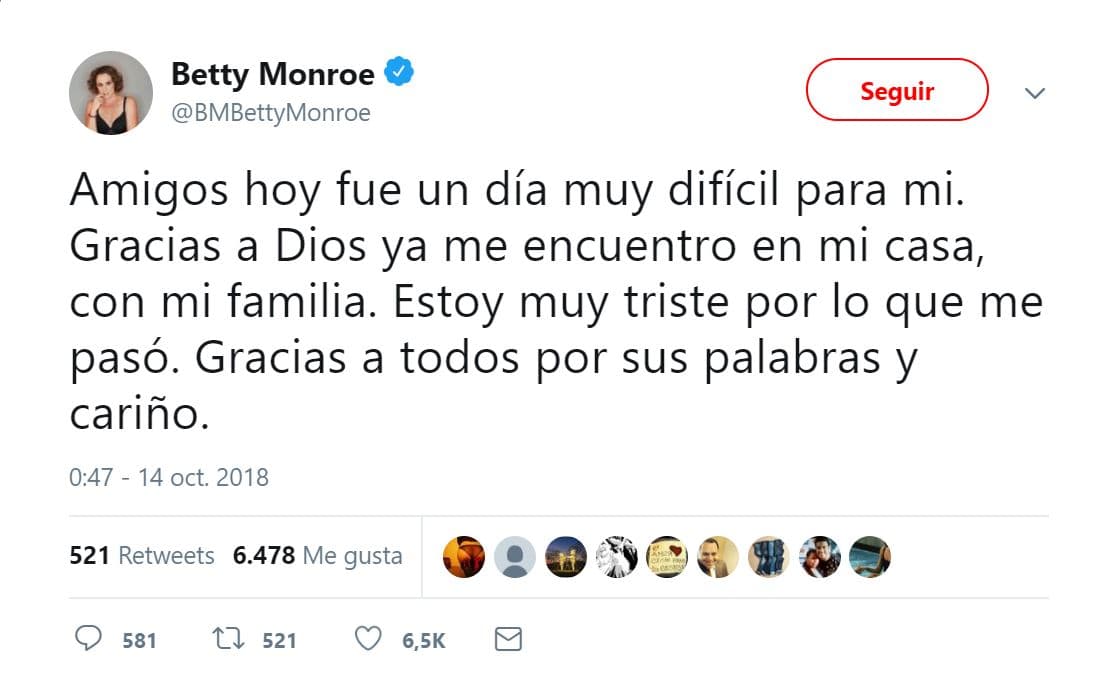 La actriz por su parte se encuentra
<b> agradecida con Dios y triste por la situación que atraviesó</b>.