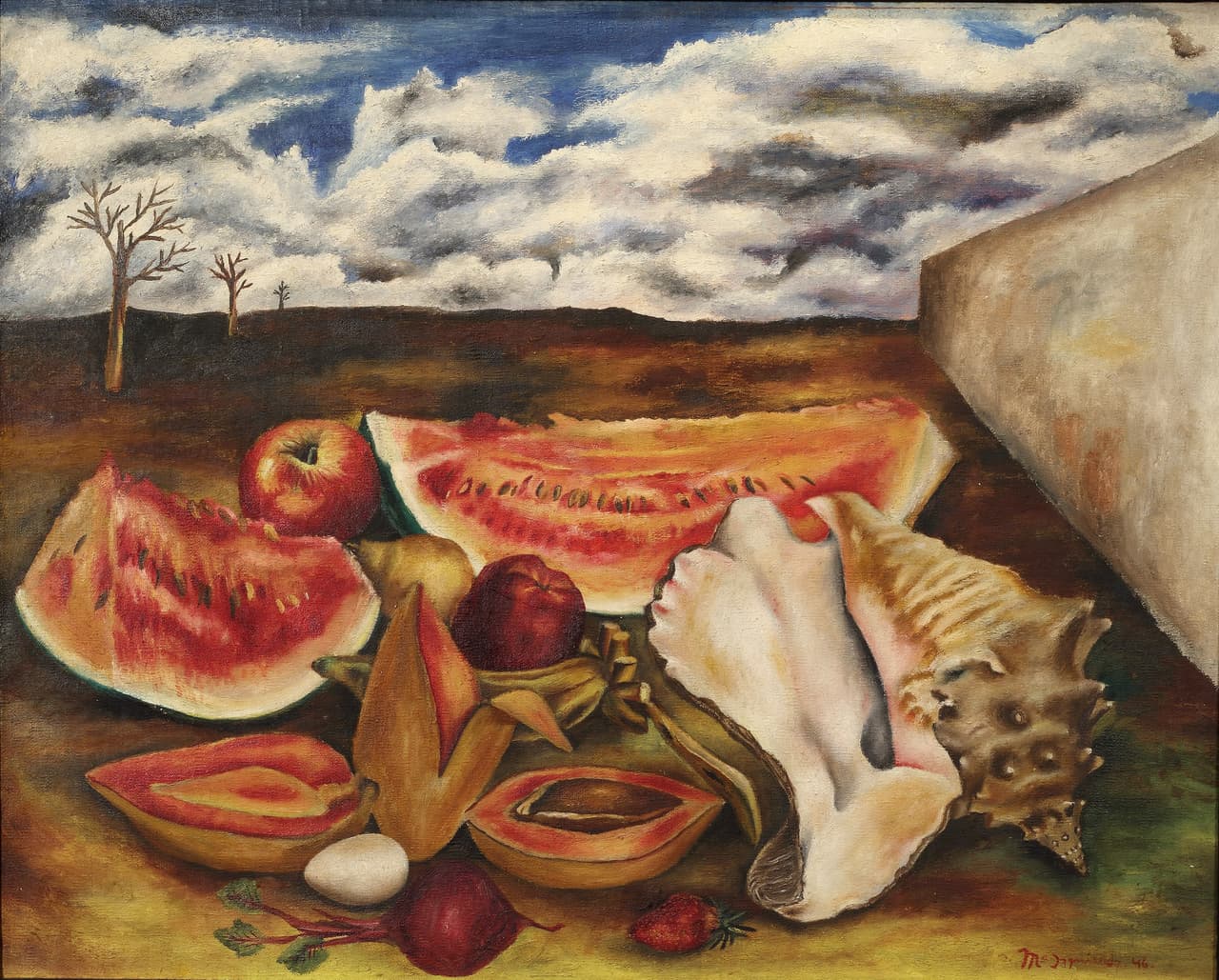 <b>María Izquierdo</b>
<br>
<i>México</i>
<br>Naturaleza viva, 1946
<br>Mary-Anne Martin Bellas Artes
<br>Pintura: óleo sobre lienzo
<br>Tamaño: 23.8 × 29.8 pulgadas
<br>Miami Beach Convention Center | D3