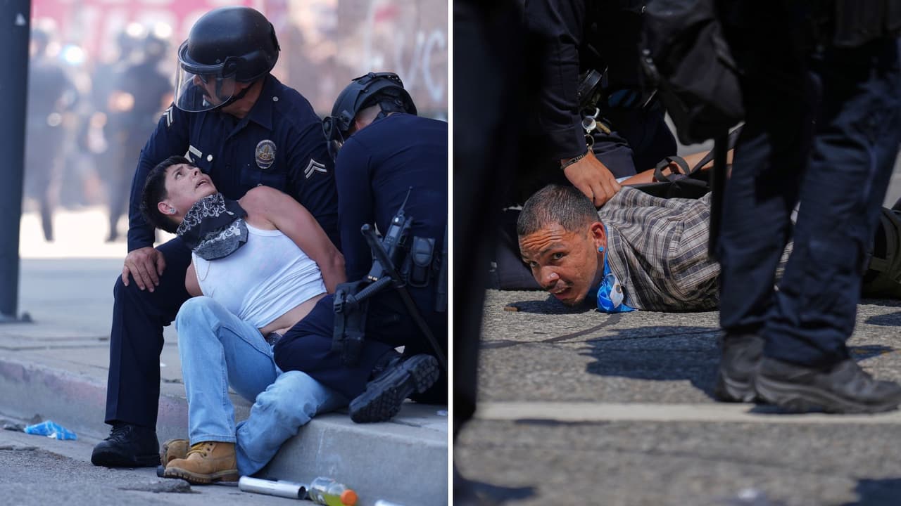 Domingo de tensión en Los Ángeles: protestas por redadas de ICE dejan 2 policías heridos y al menos 2 arrestos más