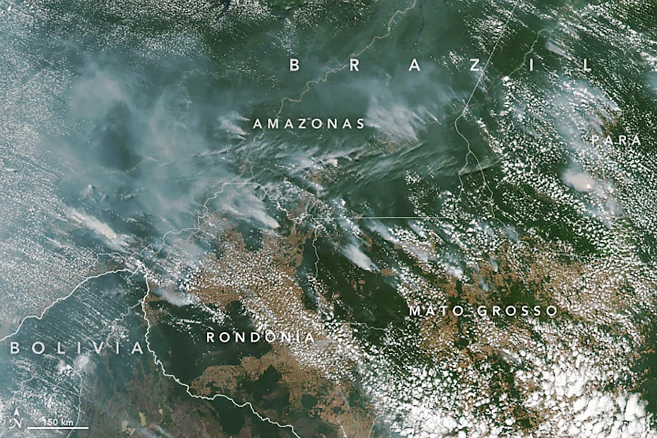 Los estados más afectados este año en Brasil son Mato Grosso, Pará y Amazonas, todos en la región amazónica. En la fotografía, algunos de los fuegos dispersos por la Amazonía el 13 de agosto de 2019.