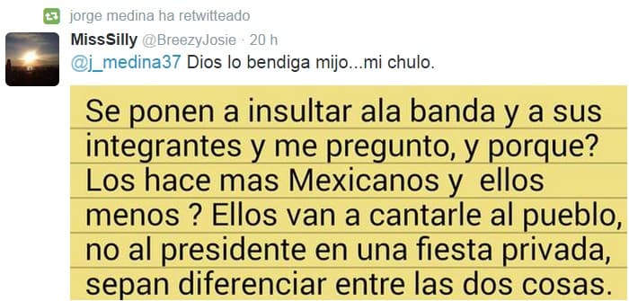 Algunos argumentaron que la banda iba para cantarle a la gente, no precisamente a Enrique Peña Nieto.