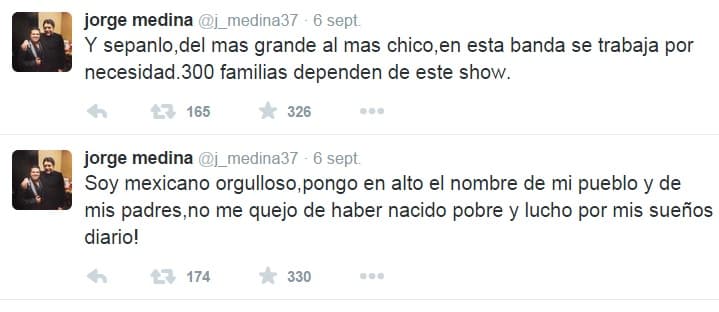 El vocalista agregó que él también tuvo orígenes humildes y que trabajó y luchó por años para alcanzar sus sueños y que jamás le reprochó nada la gobierno.
