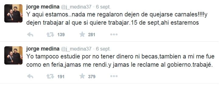 En las redes miles de usuarios se fueron en contra de la banda y Jorge publicó unos tuits en los que explicaba que lo único que harían ellos sería llevar su música a la gente en una fecha tan especial.